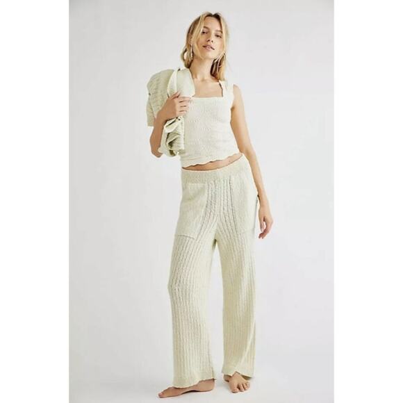 Free People Ocean Drive Knit Wide Leg Pants in Opal Silk Size Medium Gently Used - Picture 1 of 6